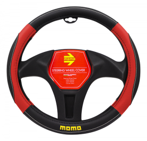 Black & Red Leather Steering Wheel Covers